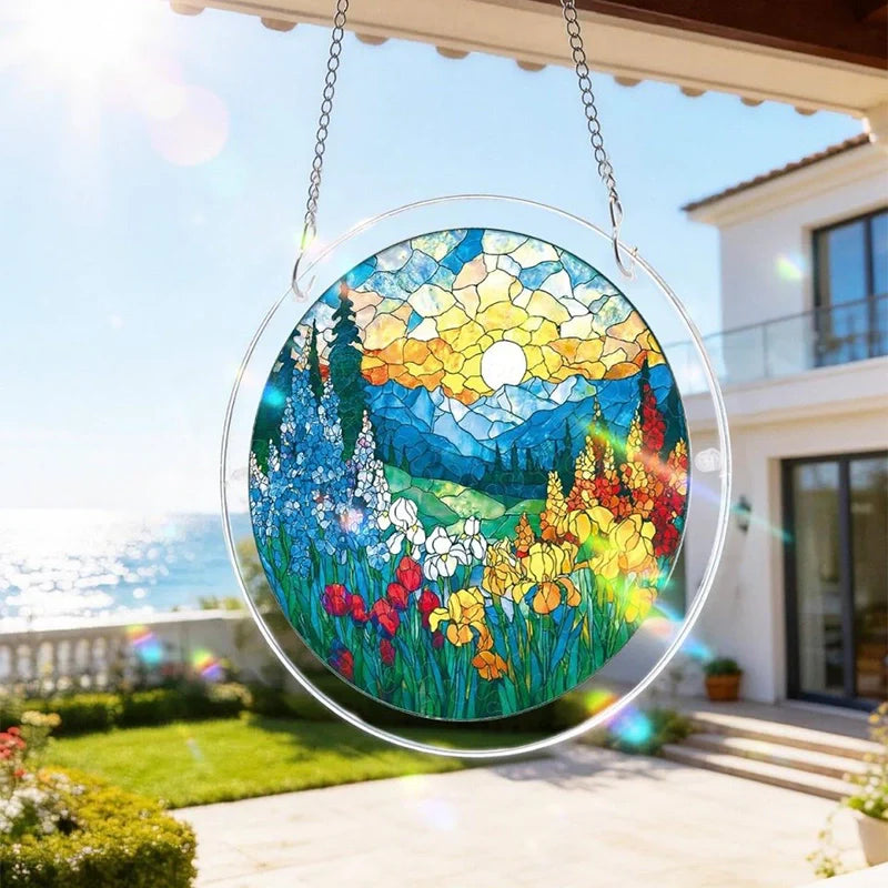Acrylic Jigsaw Puzzle Suncatcher – Dawn Blossom Sea Window Art Decor
