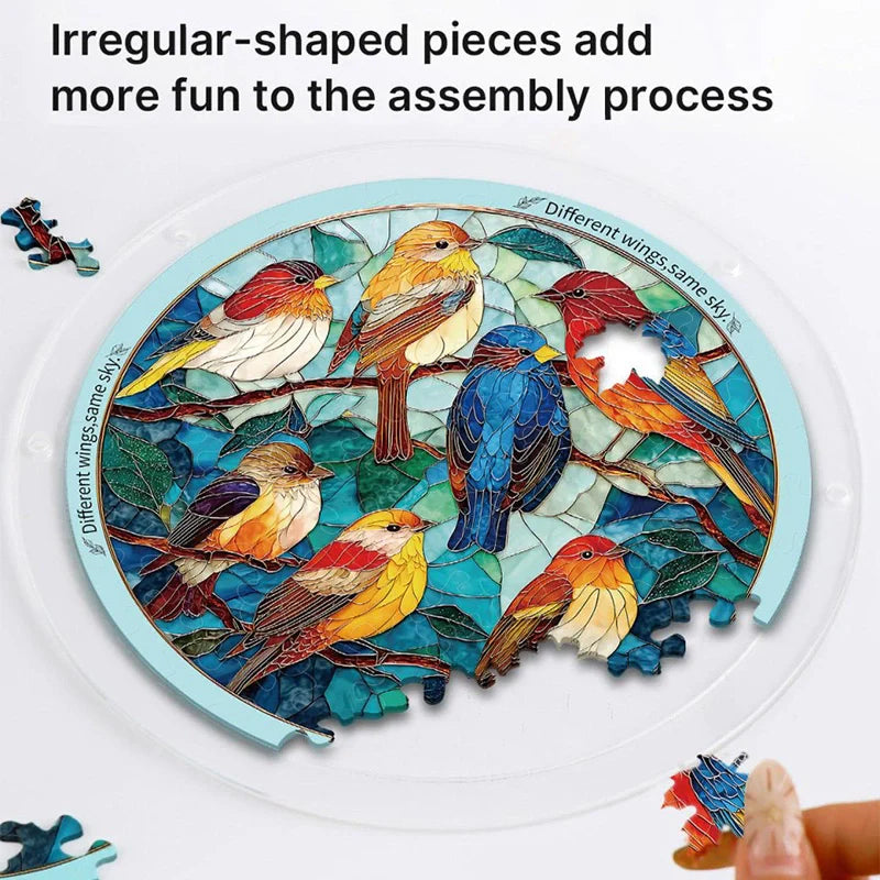 Acrylic Jigsaw Puzzle Suncatcher – Glowing Feather Haven Window Decor