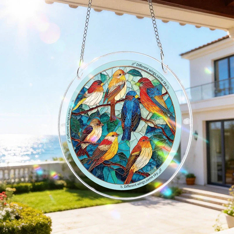 Acrylic Jigsaw Puzzle Suncatcher – Glowing Feather Haven Window Decor