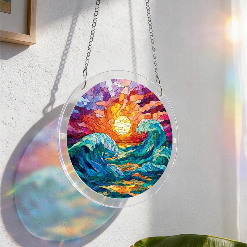 Acrylic Jigsaw Puzzle Suncatcher – Golden Tide Window Decor
