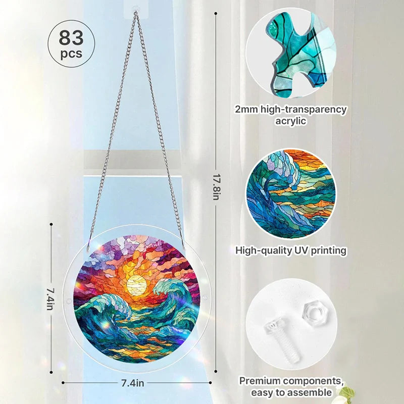 Acrylic Jigsaw Puzzle Suncatcher – Golden Tide Window Decor