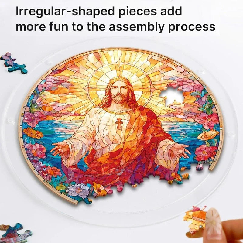 Acrylic Jigsaw Puzzle Suncatcher – Holy Light of Jesus Window Decor