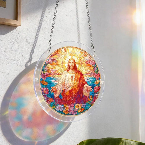 Acrylic Jigsaw Puzzle Suncatcher – Holy Light of Jesus Window Decor