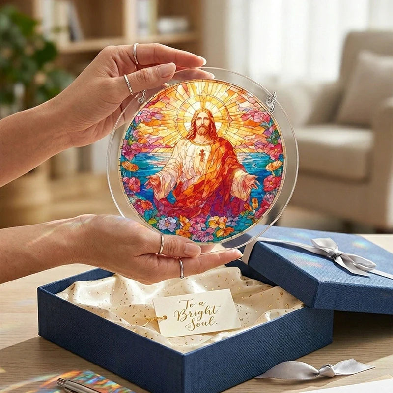 Acrylic Jigsaw Puzzle Suncatcher – Holy Light of Jesus Window Decor