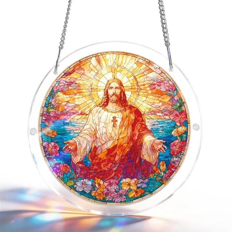 Acrylic Jigsaw Puzzle Suncatcher – Holy Light of Jesus Window Decor