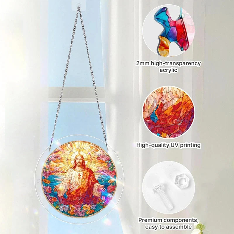 Acrylic Jigsaw Puzzle Suncatcher – Holy Light of Jesus Window Decor