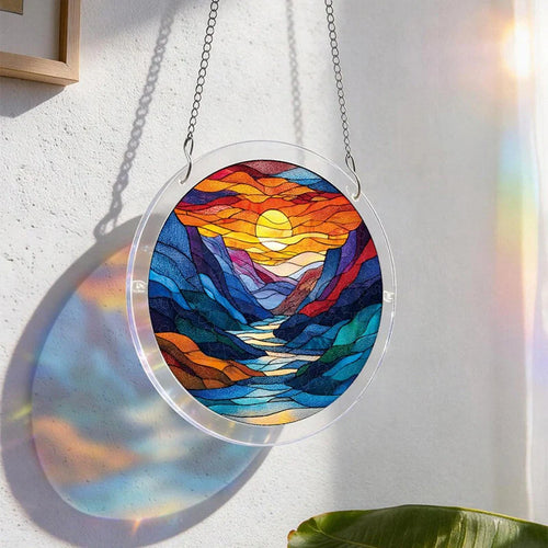 Acrylic Jigsaw Puzzle Suncatcher – Moonlit Riverscape Window Decor