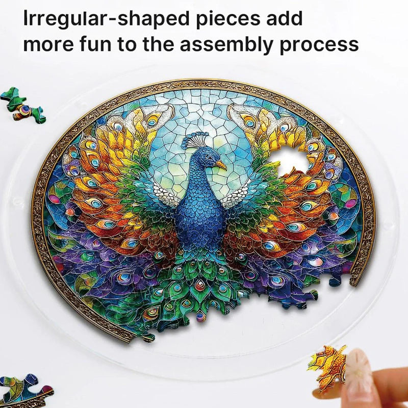 Acrylic Jigsaw Puzzle Suncatcher – Peacock of Radiance Window Decor