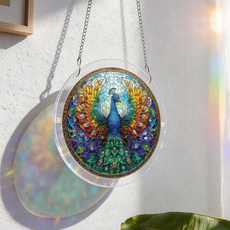 Acrylic Jigsaw Puzzle Suncatcher – Peacock of Radiance Window Decor