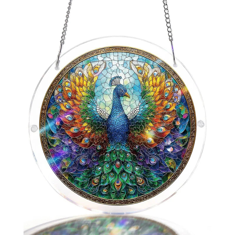 Acrylic Jigsaw Puzzle Suncatcher – Peacock of Radiance Window Decor