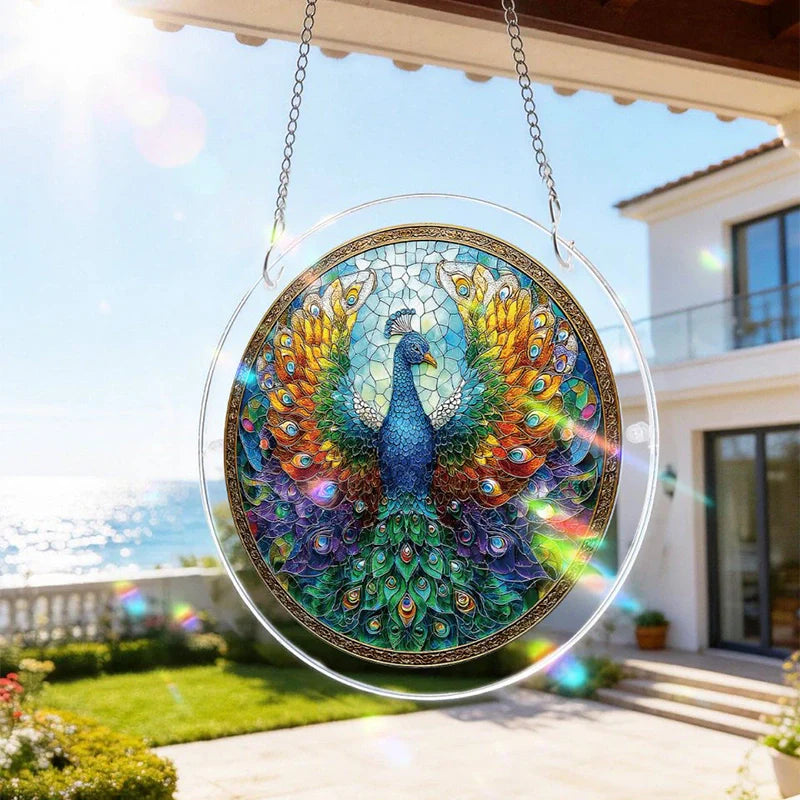Acrylic Jigsaw Puzzle Suncatcher – Peacock of Radiance Window Decor