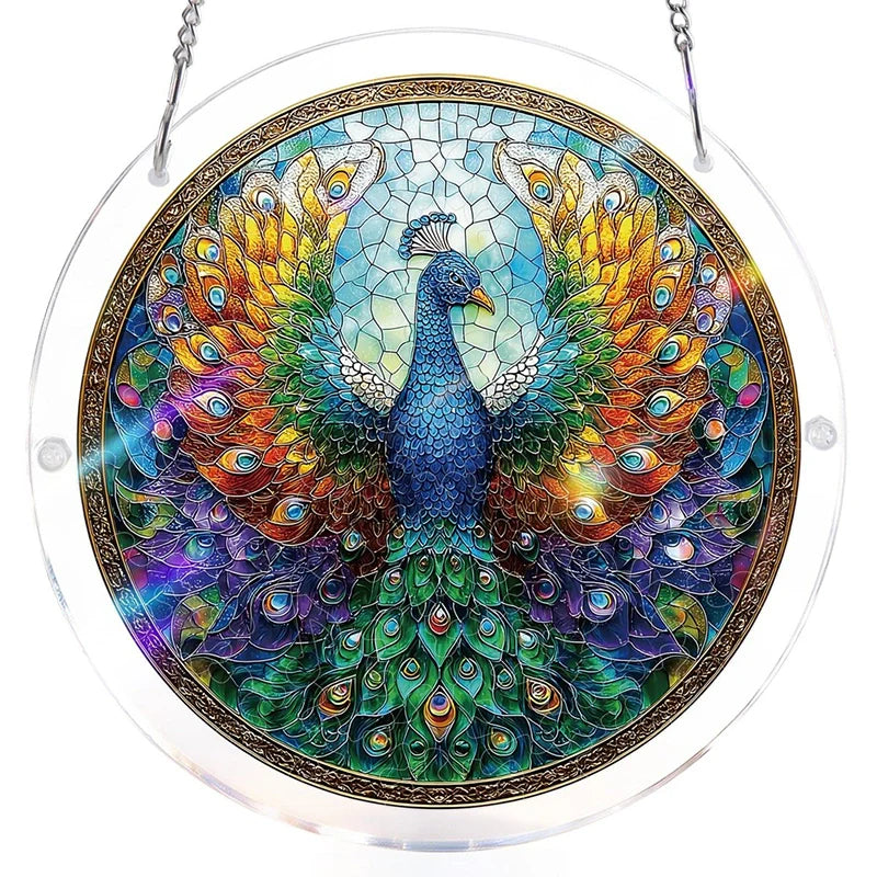 Acrylic Jigsaw Puzzle Suncatcher – Peacock of Radiance Window Decor