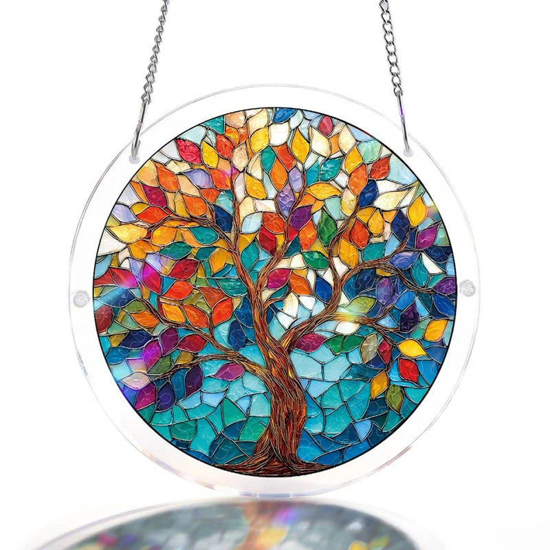 Acrylic Jigsaw Puzzle Suncatcher – Tree of Luminous Leaves Window Decor