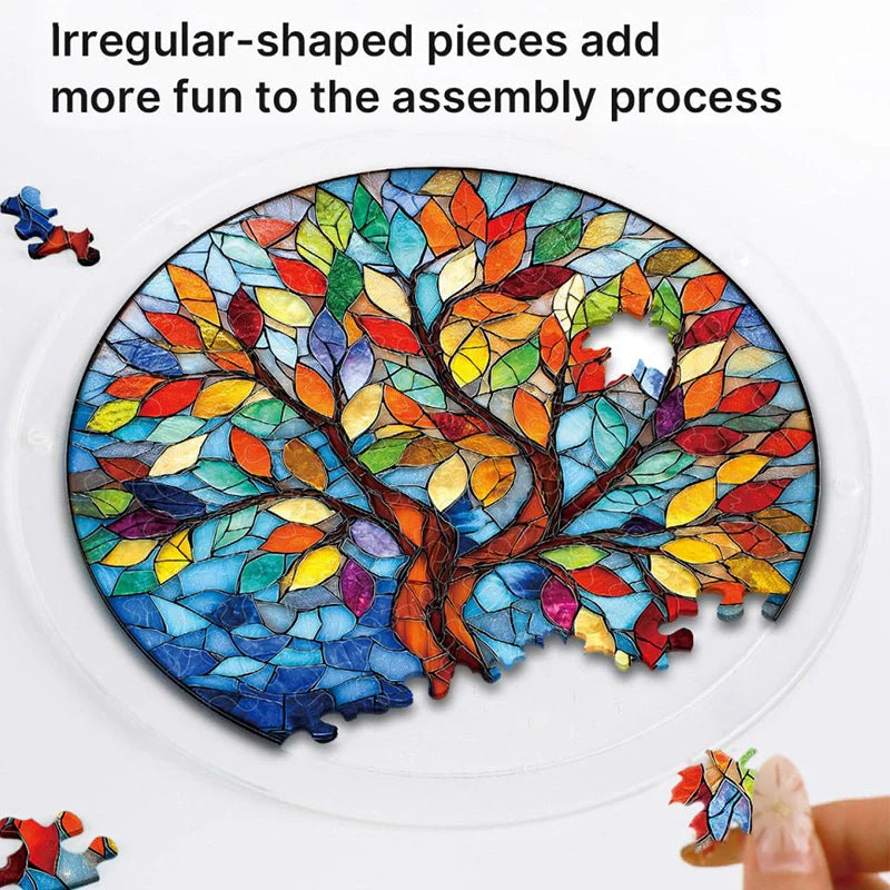 Acrylic Jigsaw Puzzle Suncatcher – Tree of Radiant Glass Window Decor