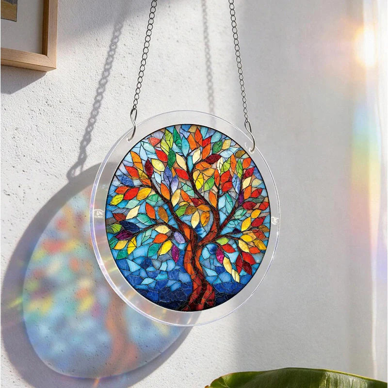 Acrylic Jigsaw Puzzle Suncatcher – Tree of Radiant Glass Window Decor