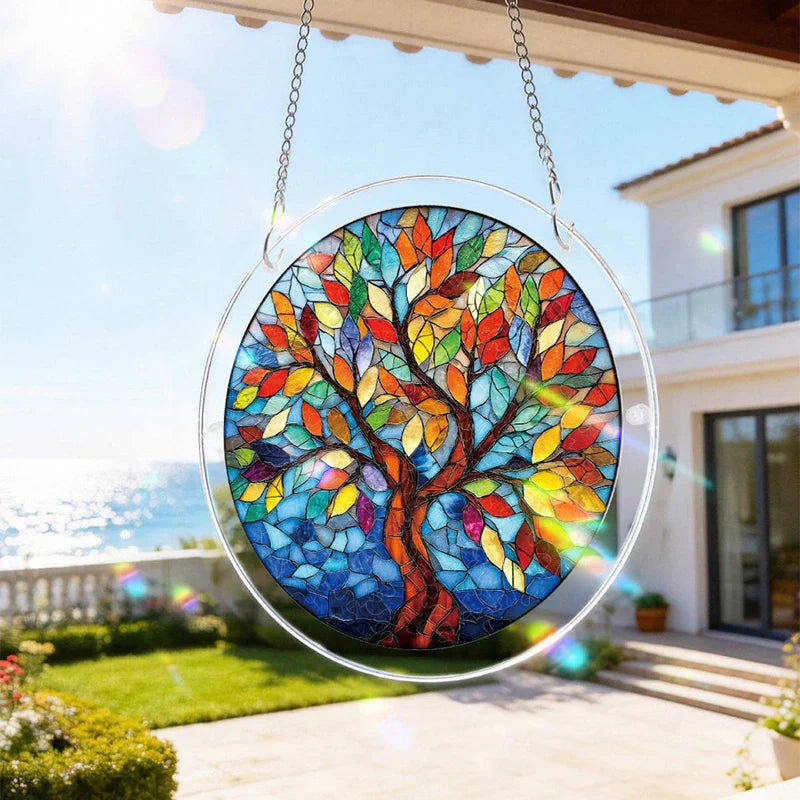Acrylic Jigsaw Puzzle Suncatcher – Tree of Radiant Glass Window Decor