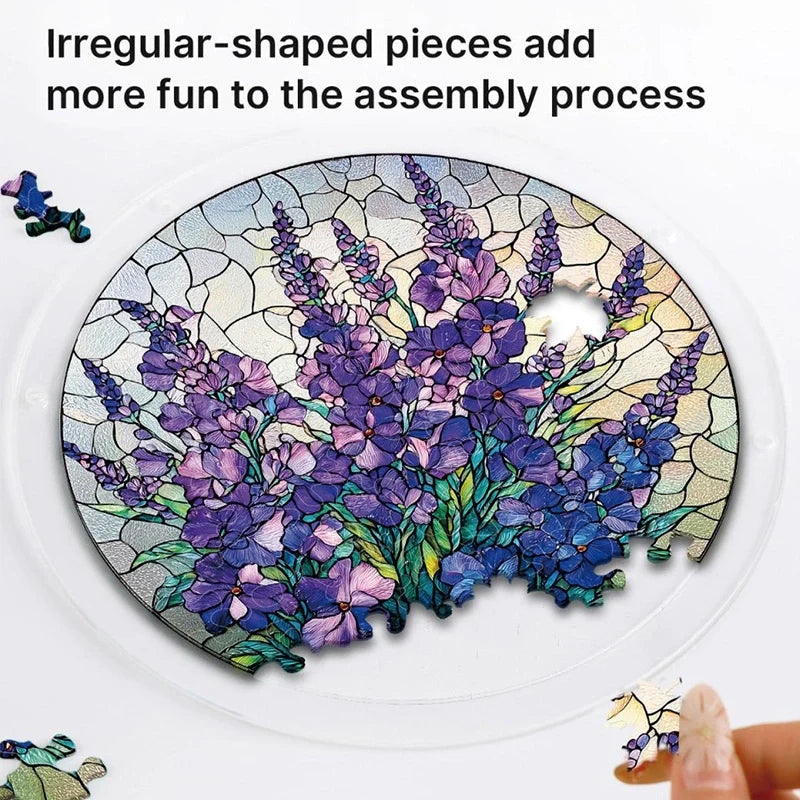 Acrylic Jigsaw Puzzle Suncatcher – Violet Garden Grace Window Decor