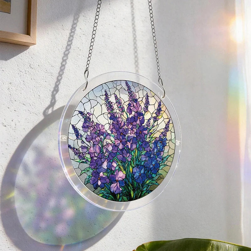 Acrylic Jigsaw Puzzle Suncatcher – Violet Garden Grace Window Decor