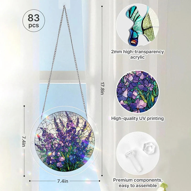 Acrylic Jigsaw Puzzle Suncatcher – Violet Garden Grace Window Decor