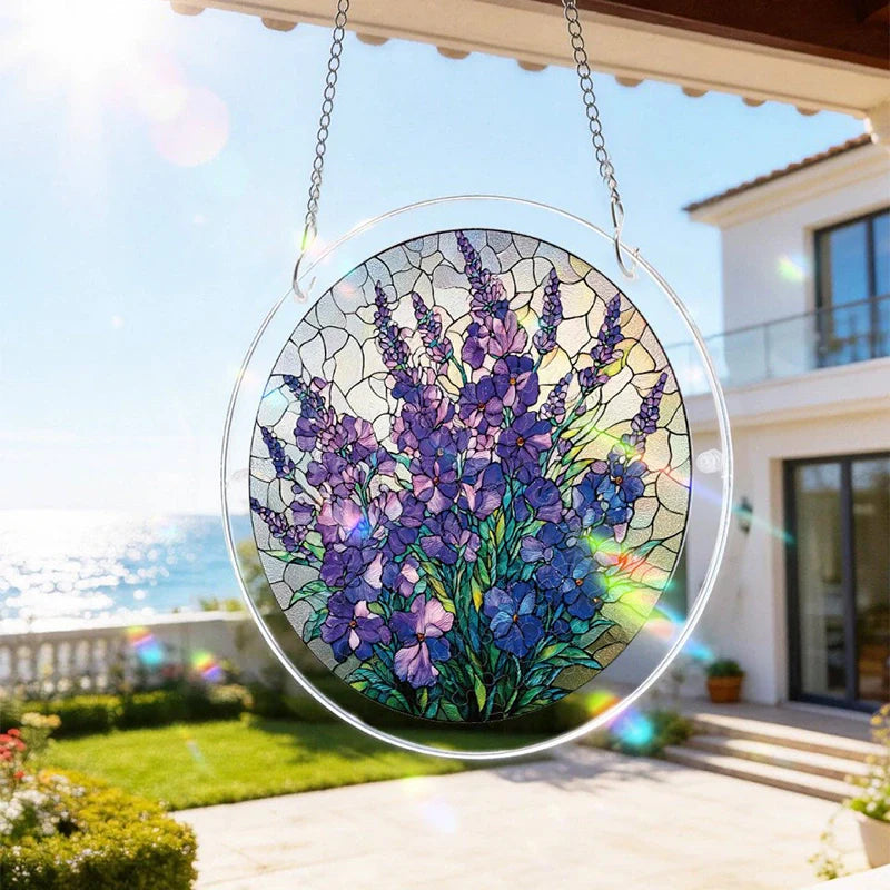Acrylic Jigsaw Puzzle Suncatcher – Violet Garden Grace Window Decor