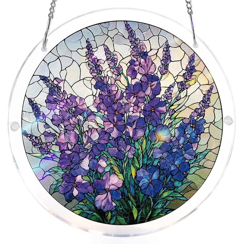 Acrylic Jigsaw Puzzle Suncatcher – Violet Garden Grace Window Decor