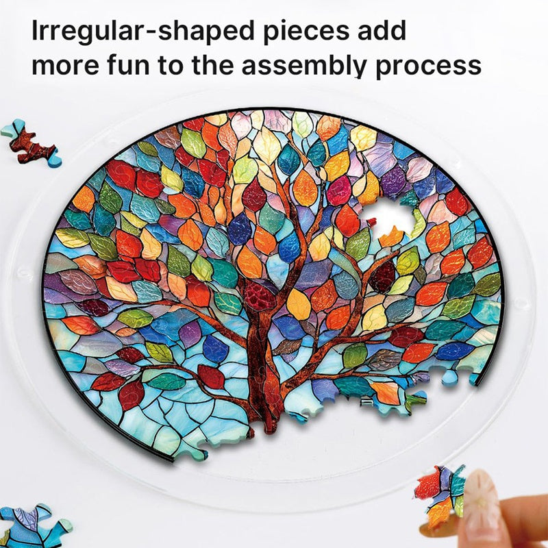 Acrylic Jigsaw Puzzle Suncatcher – Vivid Tree of Life Window Decor