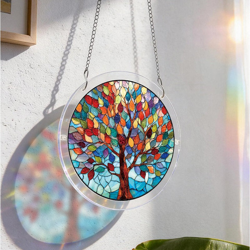 Acrylic Jigsaw Puzzle Suncatcher – Vivid Tree of Life Window Decor