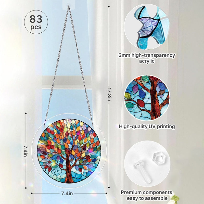 Acrylic Jigsaw Puzzle Suncatcher – Vivid Tree of Life Window Decor