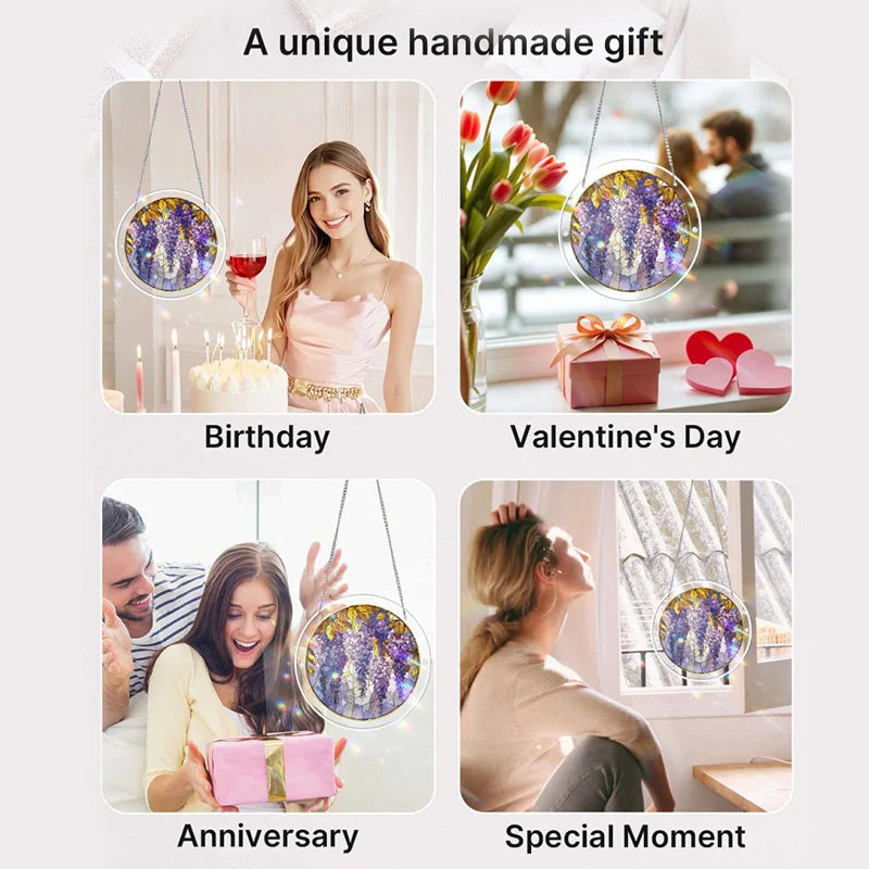 Acrylic Jigsaw Puzzle Suncatcher – Wisteria in Glasslight Window Decor