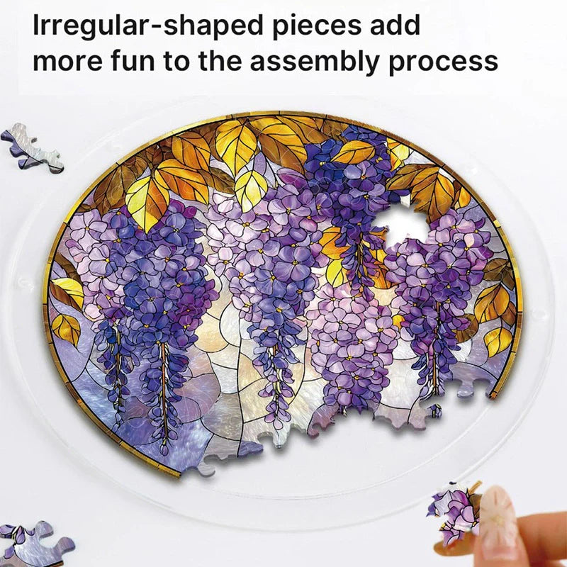 Acrylic Jigsaw Puzzle Suncatcher – Wisteria in Glasslight Window Decor