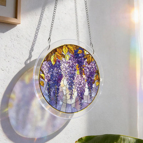 Acrylic Jigsaw Puzzle Suncatcher – Wisteria in Glasslight Window Decor
