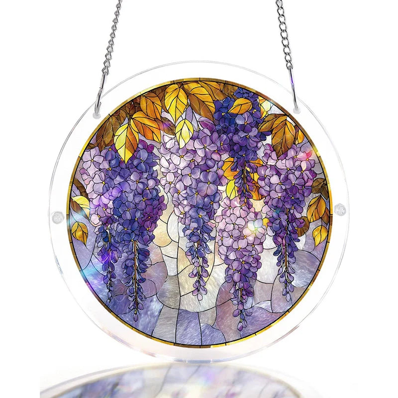Acrylic Jigsaw Puzzle Suncatcher – Wisteria in Glasslight Window Decor