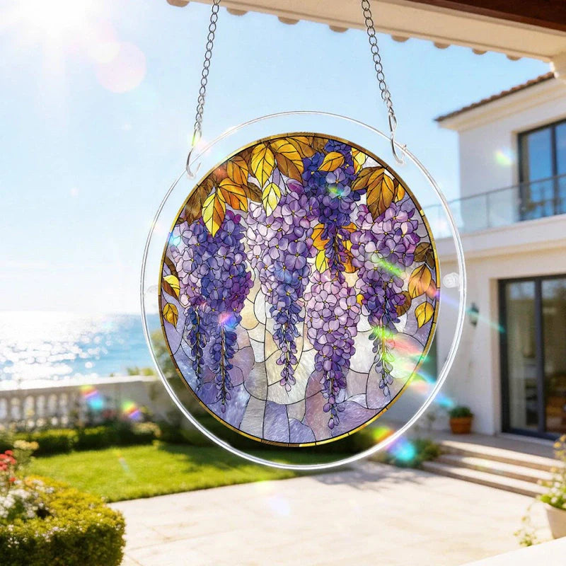 Acrylic Jigsaw Puzzle Suncatcher – Wisteria in Glasslight Window Decor