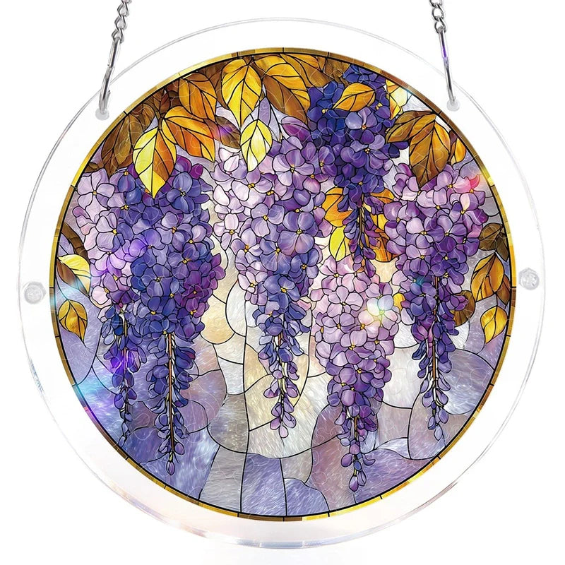 Acrylic Jigsaw Puzzle Suncatcher – Wisteria in Glasslight Window Decor