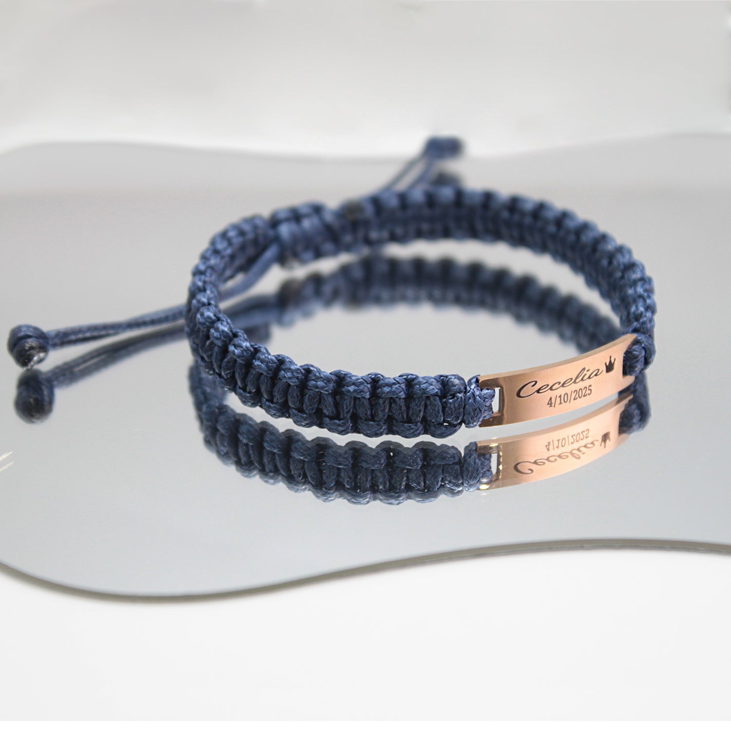 Personalized Men’s Leather Braided Bracelet – Engraved Stainless Steel Plate