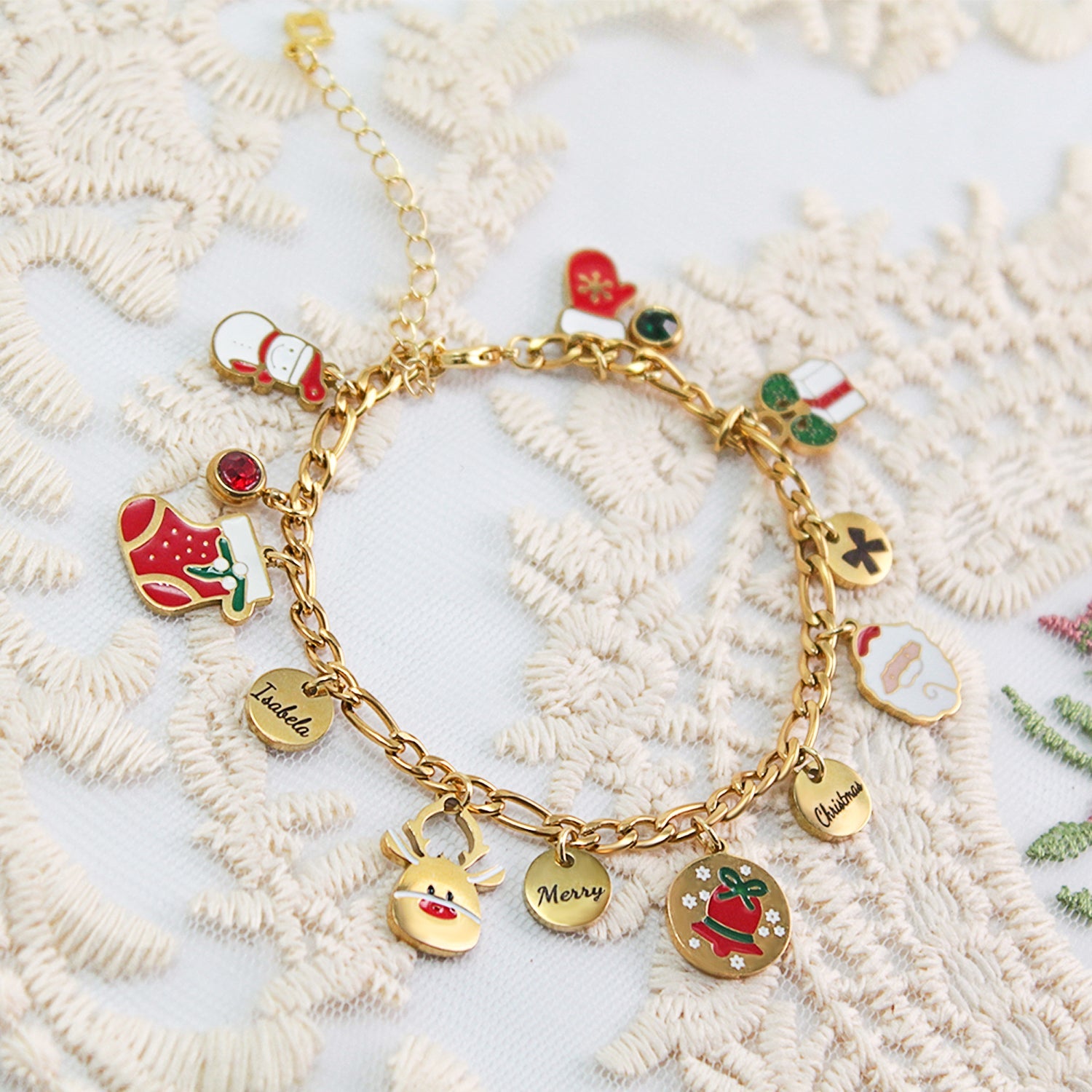 Christmas Parent-Child Bracelet & Necklace Set – Custom Titanium Steel Jewelry for Families