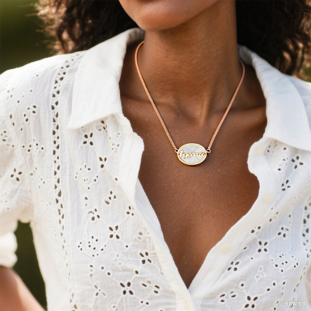 Personalized Oval Shell Name Necklace