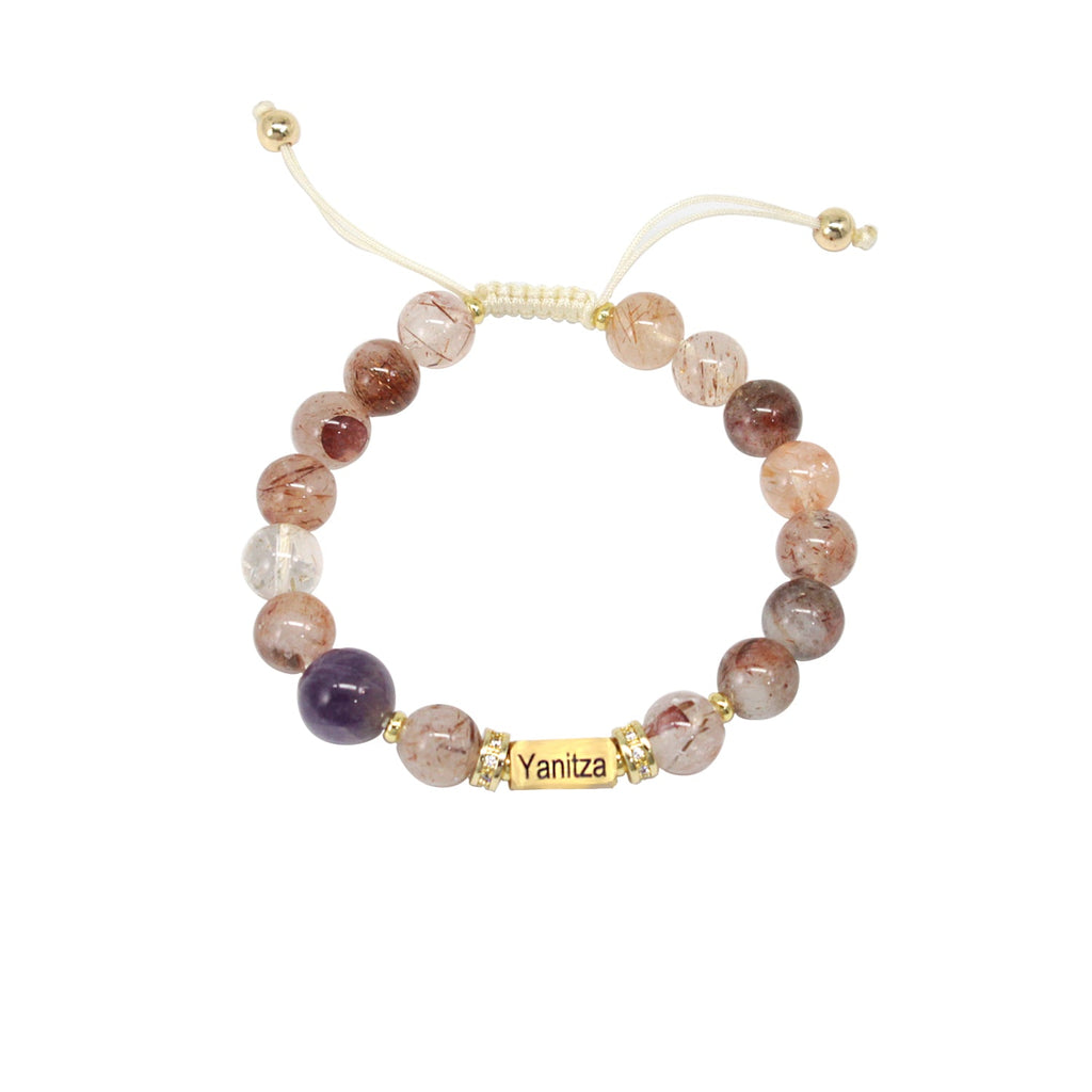 Personalized Natural Stone Bracelet – Custom Engraved Energy Beads for Men & Women