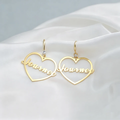 Heart of Self-Love: Personalized Name Hollow Heart Earrings with Diamond Accents – Wear Your Worth Daily