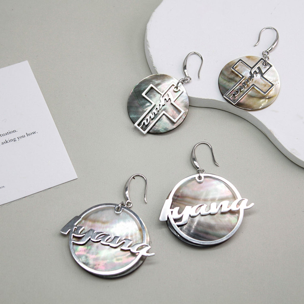 Custom Name Natural Shell Drop Earrings – Jewelry with a Breath of Nature