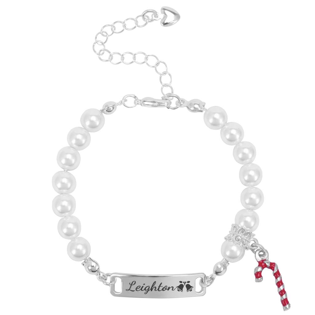 Custom Candy Cane Pearl Bracelet – Adjustable Christmas Gift