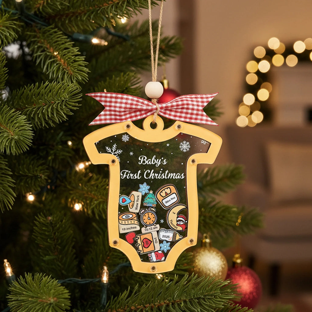 Personalized Baby’s First Christmas 2025 Shake Ornament