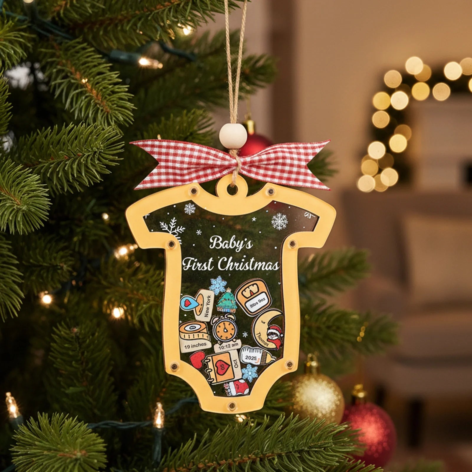 Personalized Baby’s First Christmas 2025 Shake Ornament