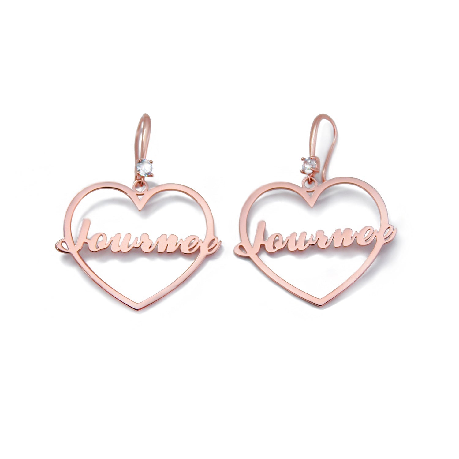 Heart of Self-Love: Personalized Name Hollow Heart Earrings with Diamond Accents – Wear Your Worth Daily