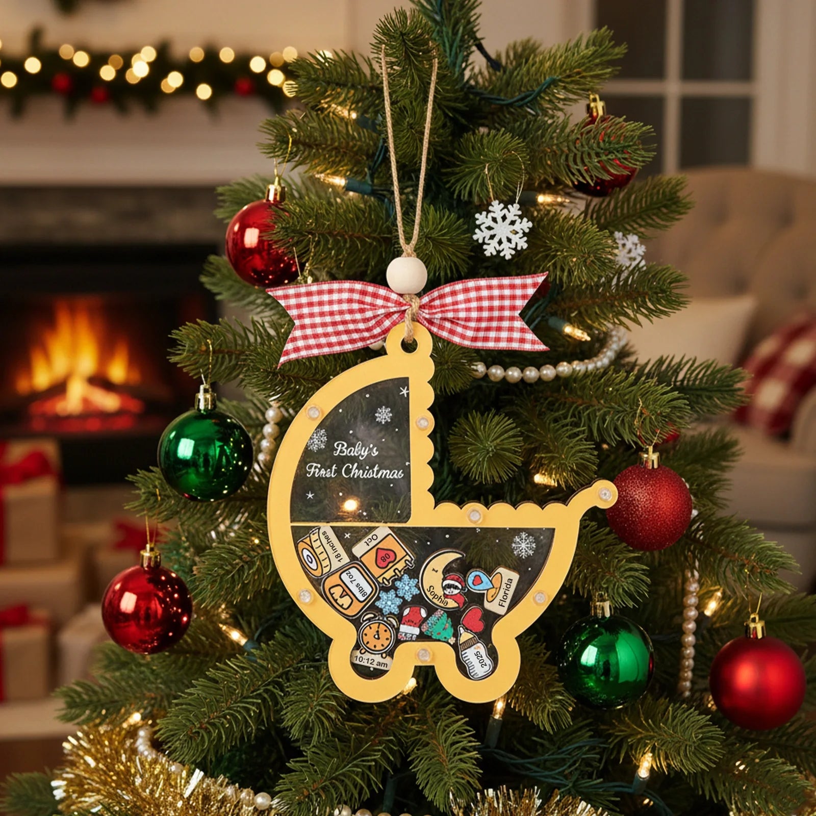Personalized Baby’s First Christmas 2025 Shake Ornament