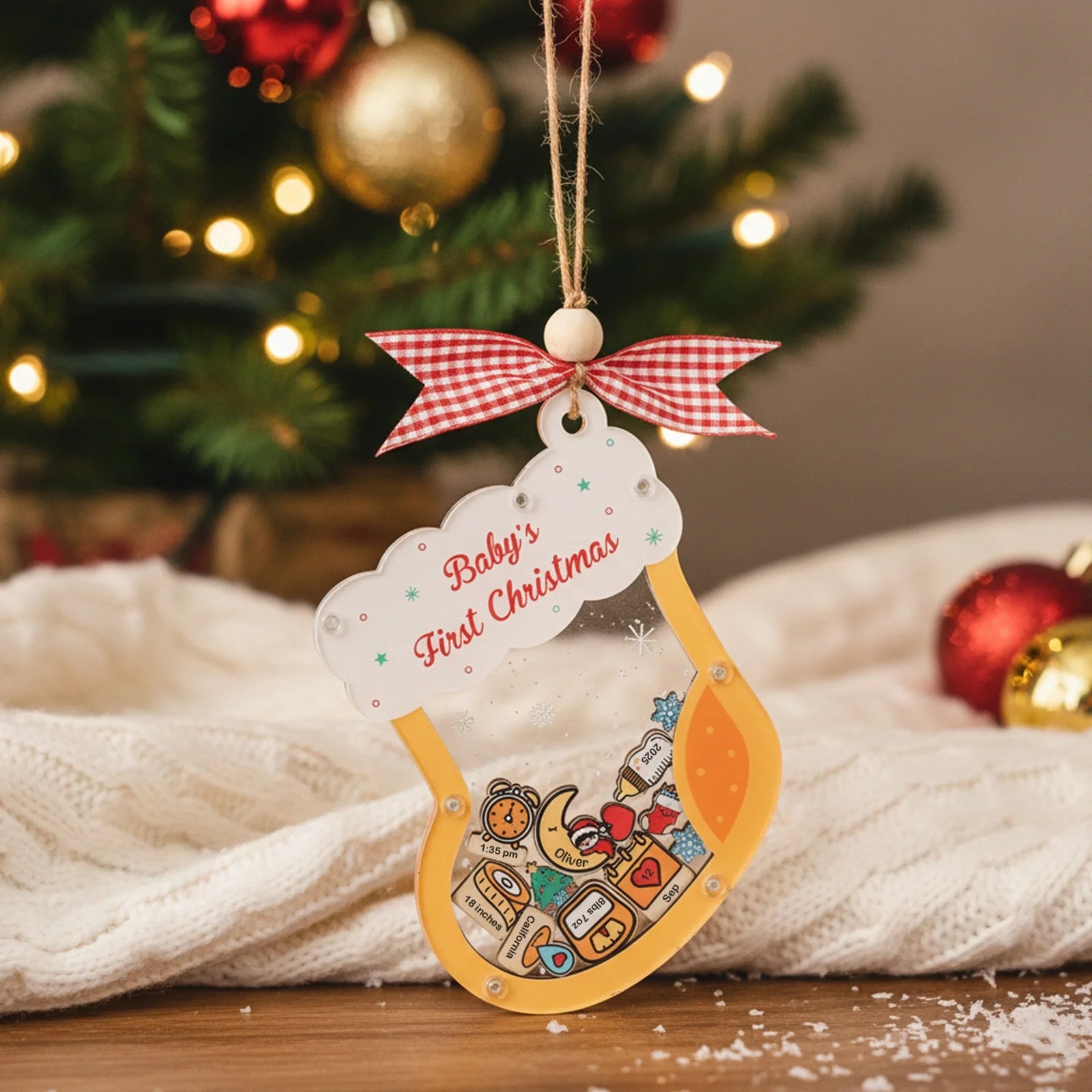 Personalized Baby’s First Christmas 2025 Shake Ornament