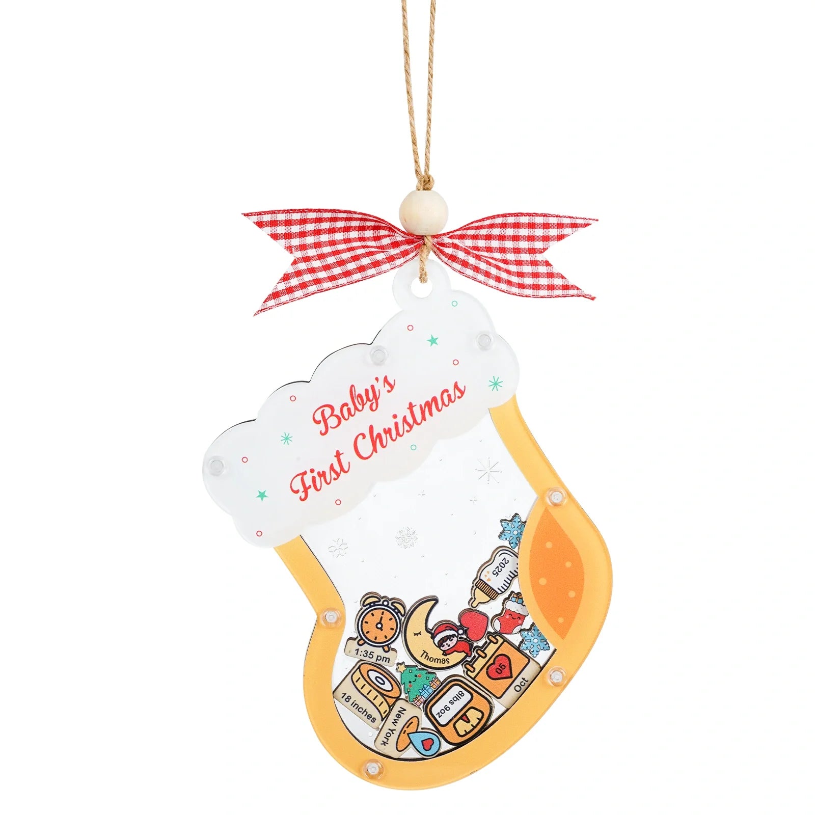 Personalized Baby’s First Christmas 2025 Shake Ornament