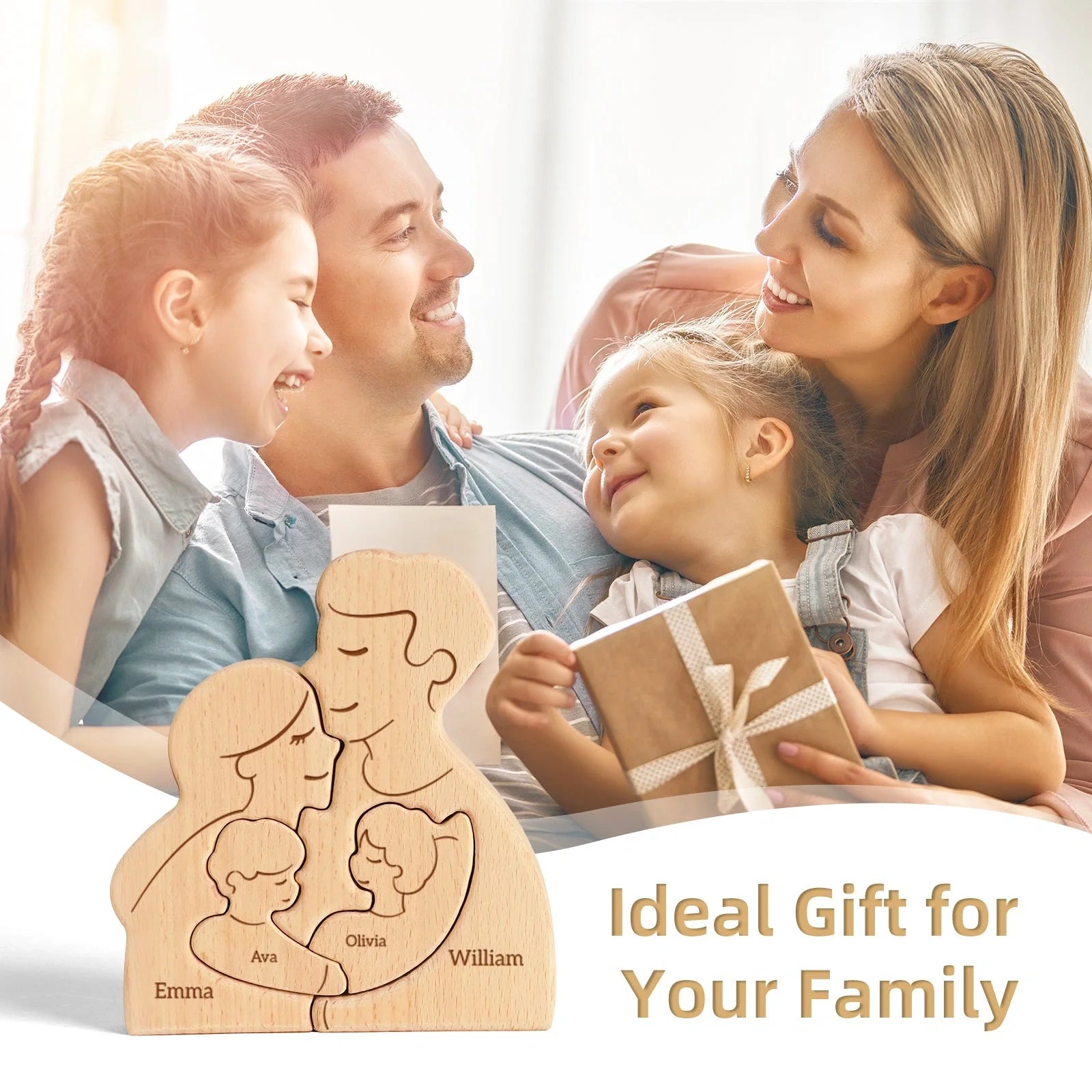 Personalized Wooden Family Puzzle – Custom Name Puzzle for 2–5 Family Members | Unique Birthday, Anniversary & Housewarming Gift