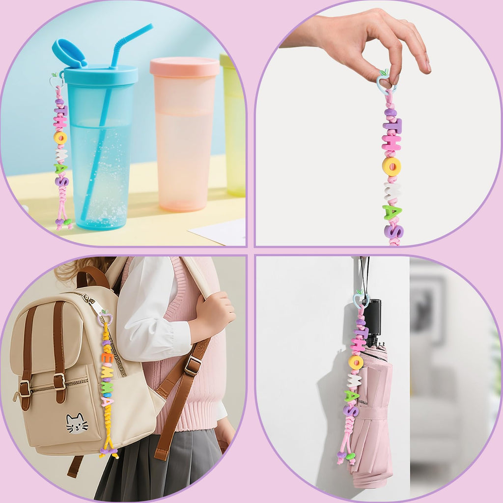 Custom letter keychains, DIY beaded backpack lanyards, back-to-school gifts for boys and girls