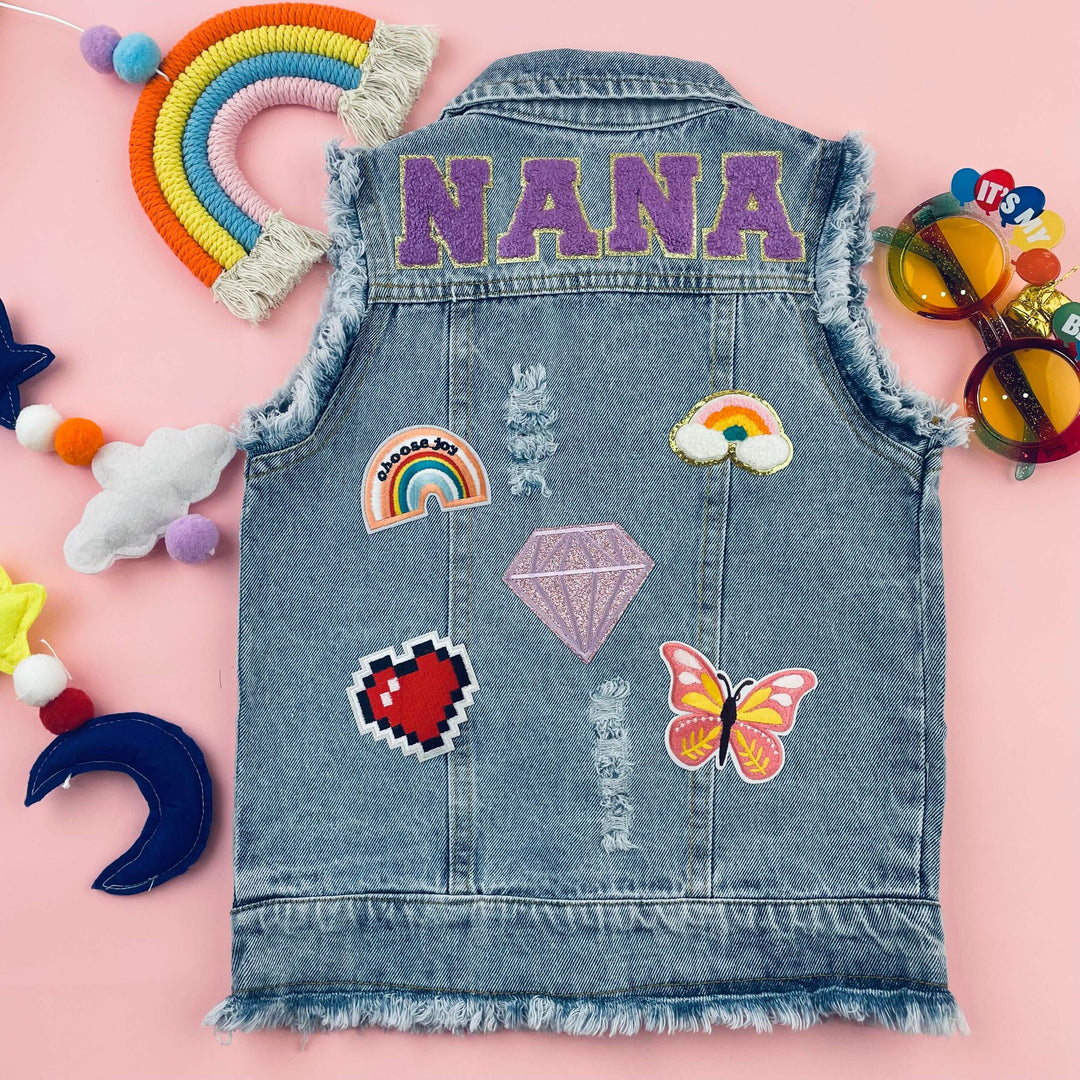 Personalized Children’s Patch Denim Vest – Custom Name Jean Vest for Boys & Girls